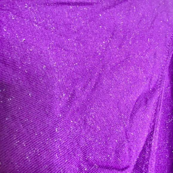 Rafaella Woman Purple Sparkle Cowl Neck Bat Wing Sweater Plus Size 1X Metallic - Picture 7 of 11